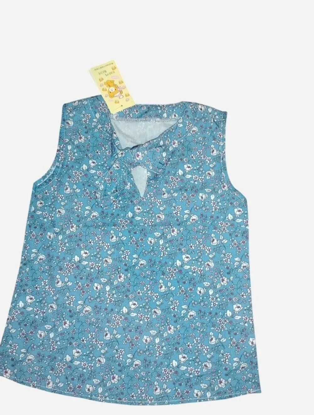 Floral Sleeveless Blouse with Bow Detail – Size 7/8 NWT
